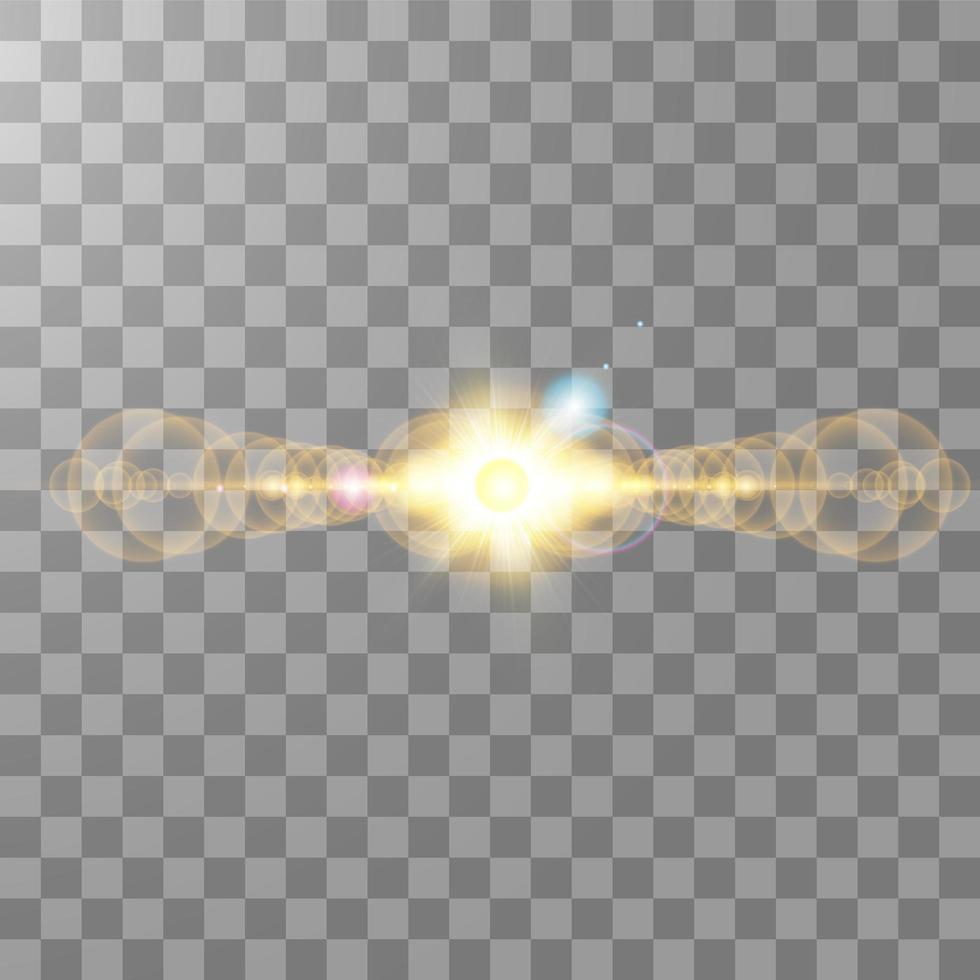 Horizontal sunlight lens flare effect vector