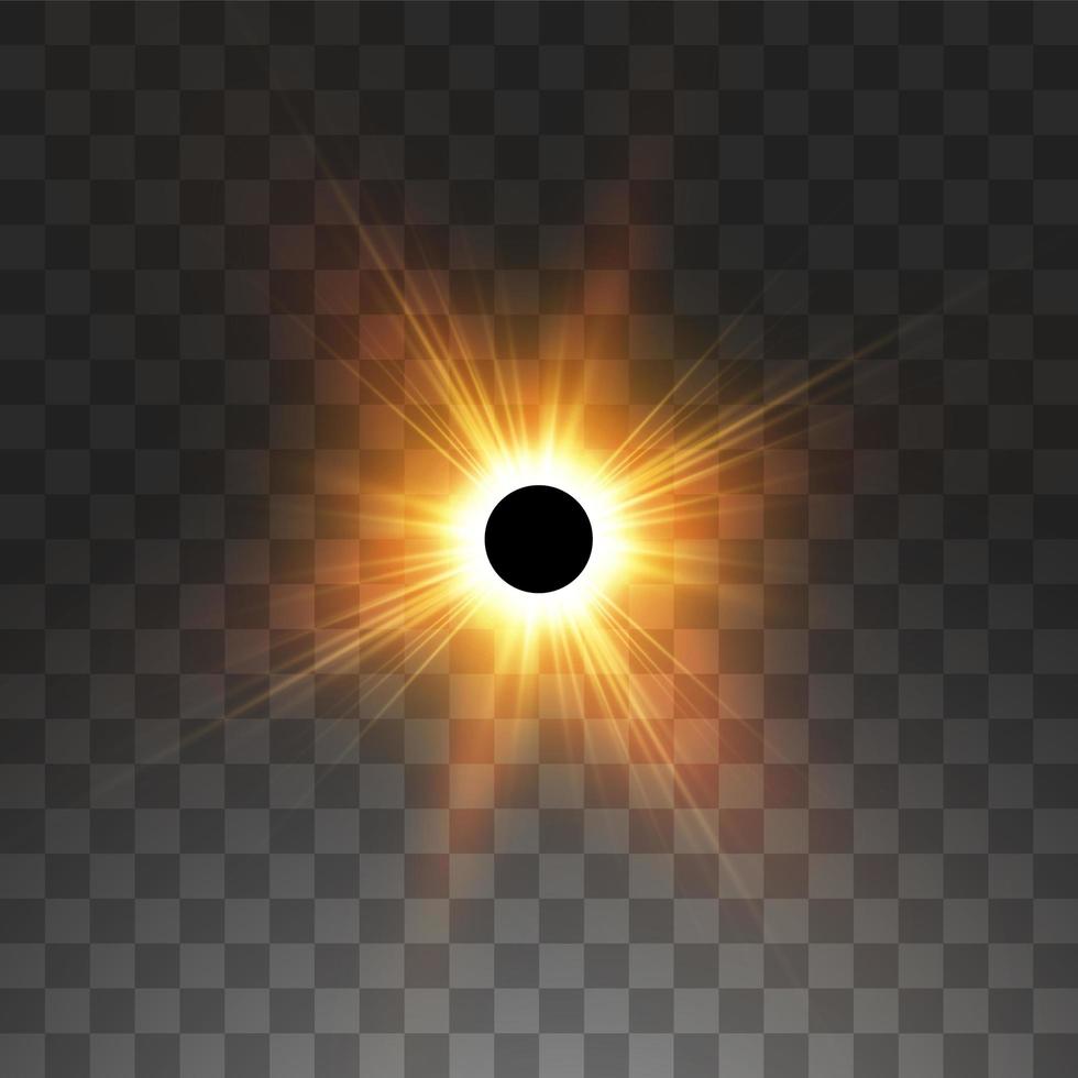 Total solar eclipse on transparency vector