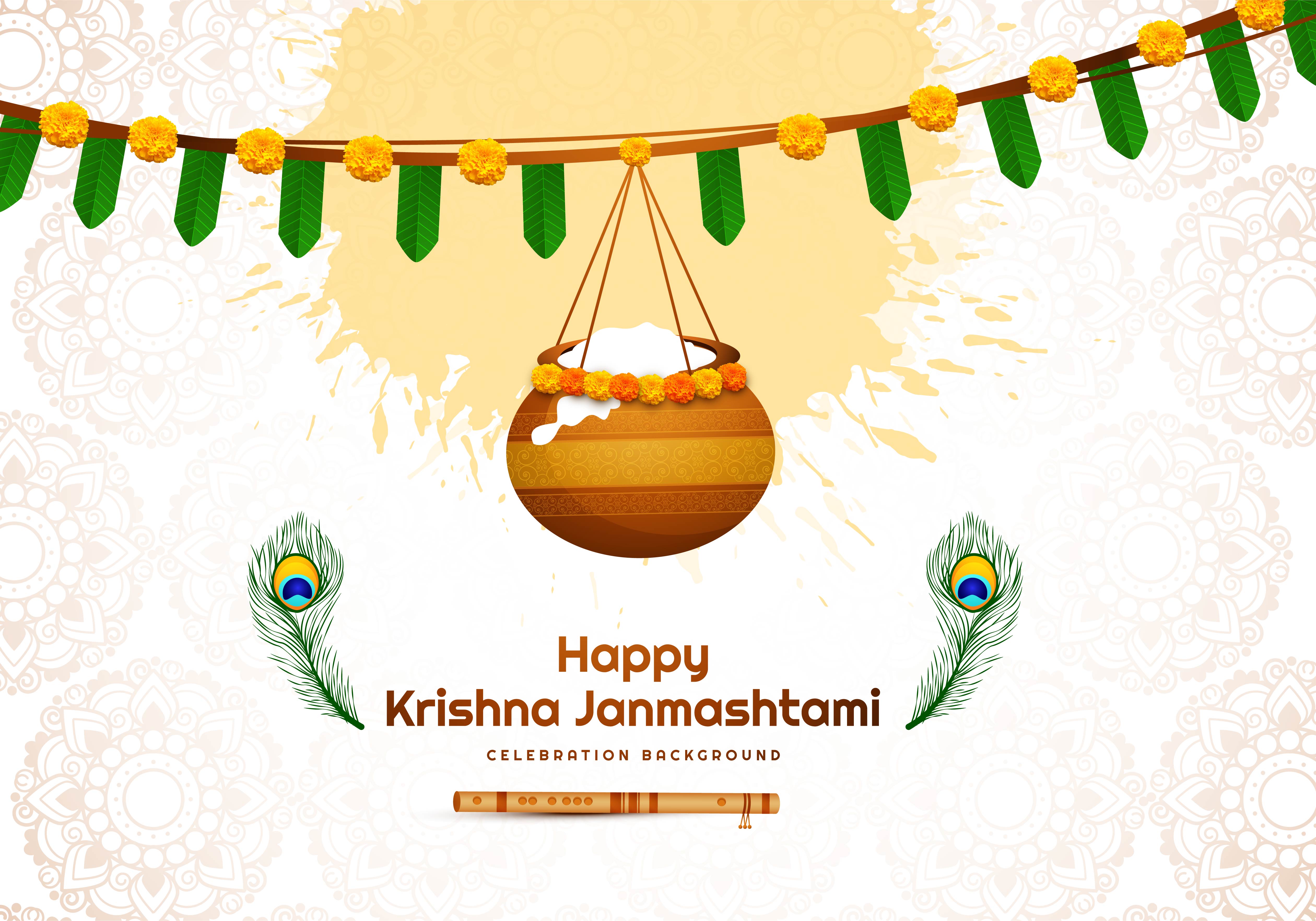 Happy Janmashtami Vector Art, Icons, and Graphics for Free Download