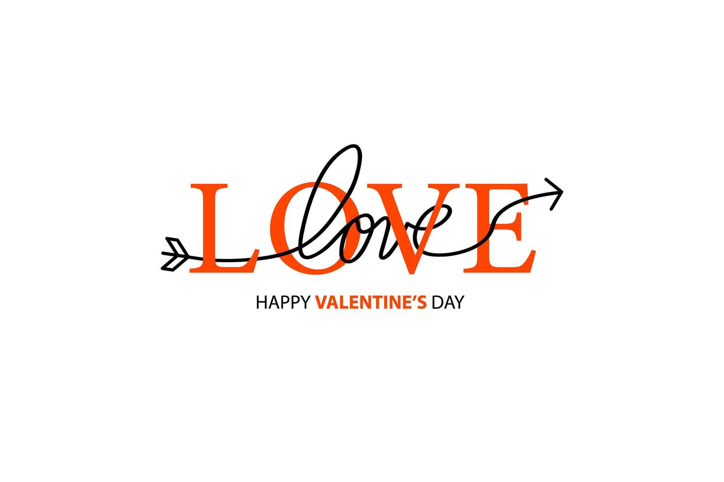 Happy Valentines Day Love lettering isolated on white vector