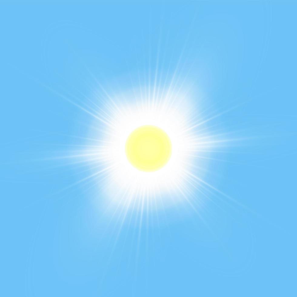 Bright shining sun isolated on blue vector