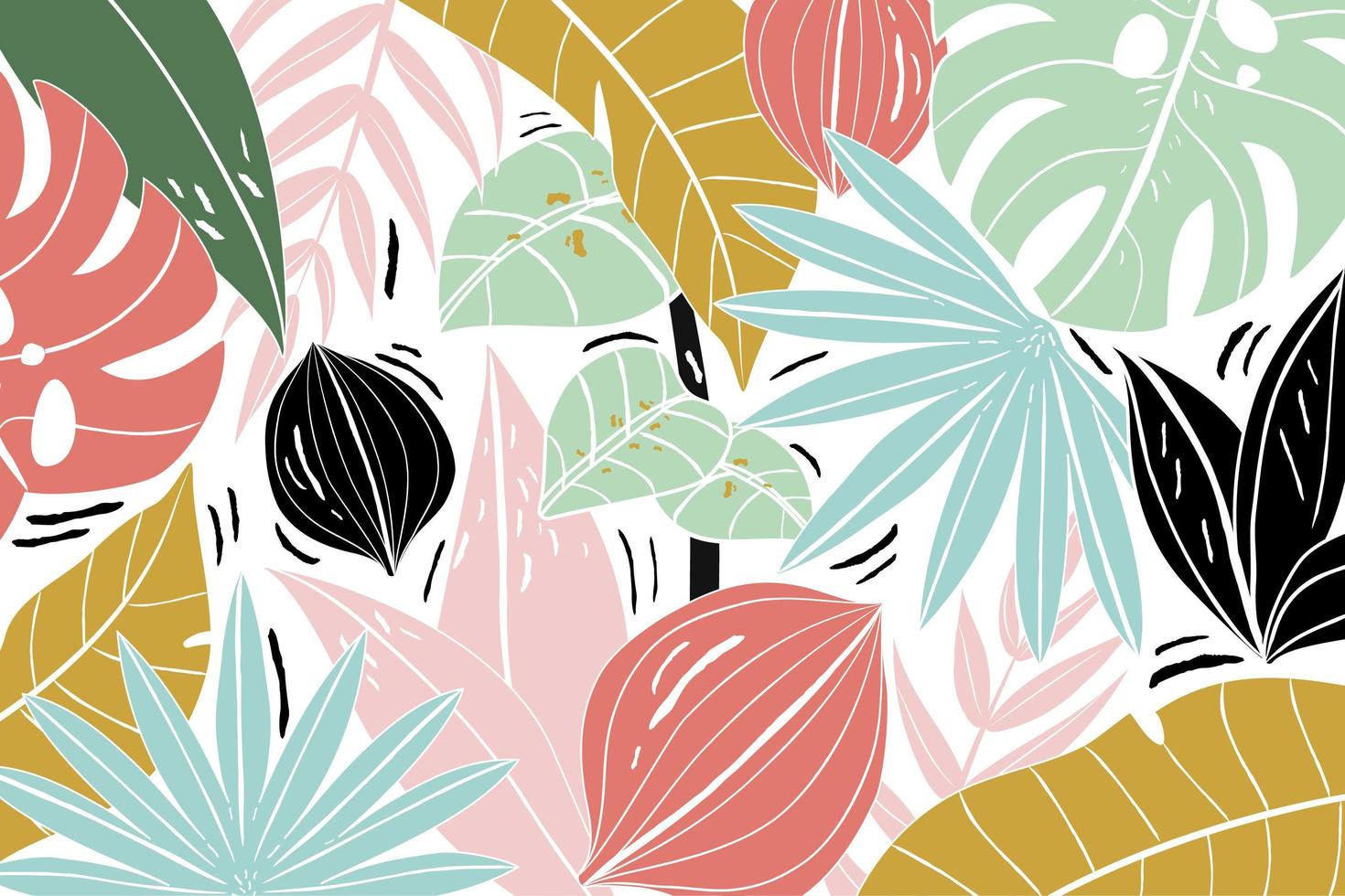 Pattern Composition of Colorful Tropical Leaves vector