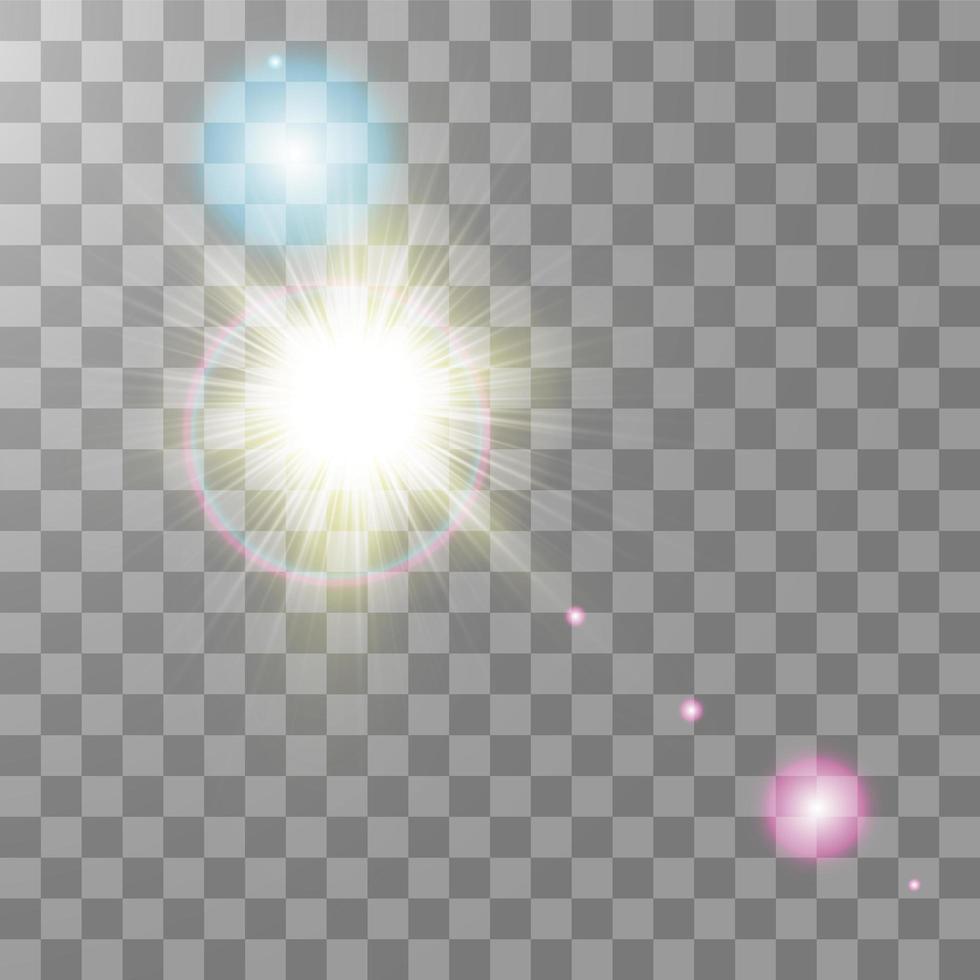 efecto de luz de destello de lente especial colorido vector