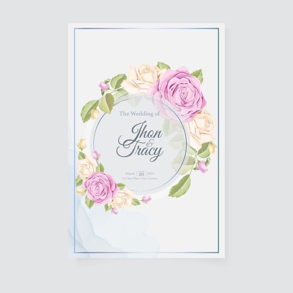 Blue circle floral frame save the date vector