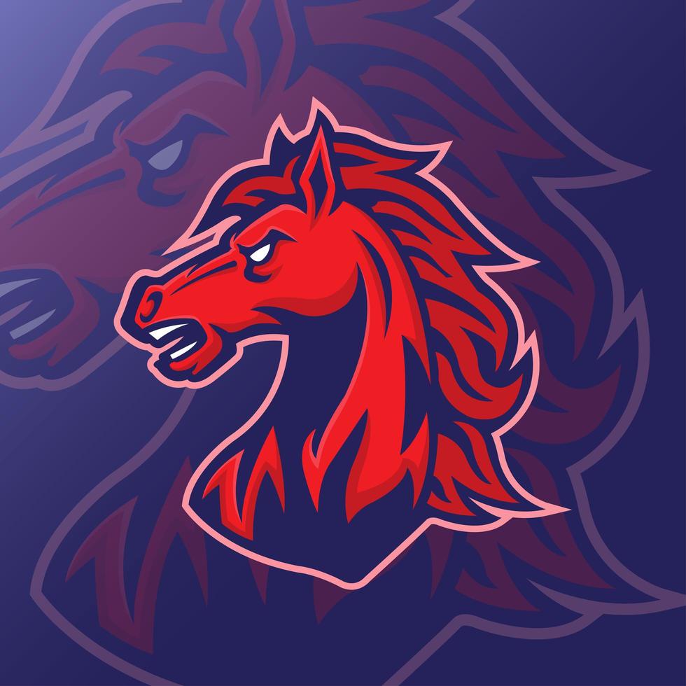 Red horse head mascot design vector