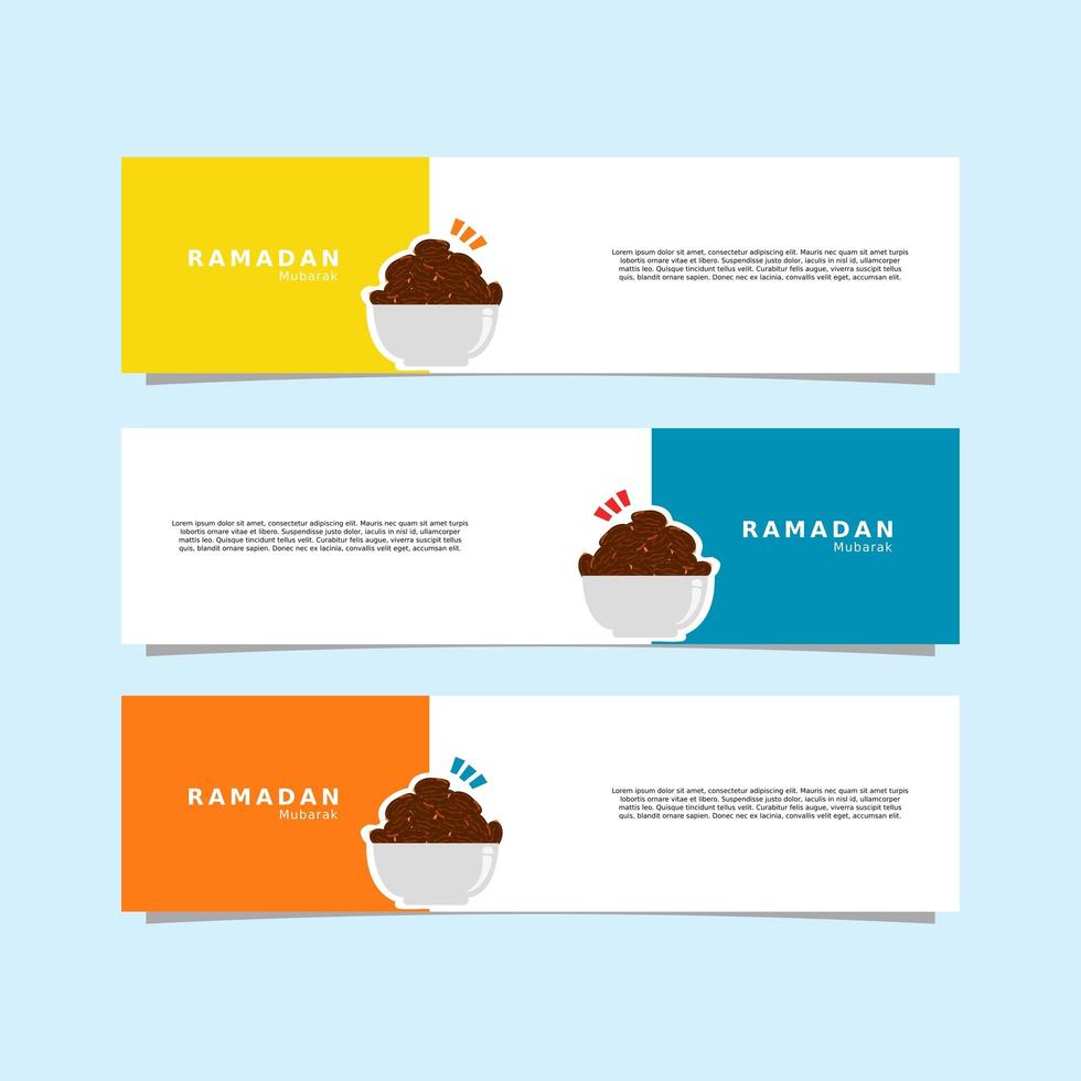 Ramadhan Kareem banner with bowl that contains dates vector