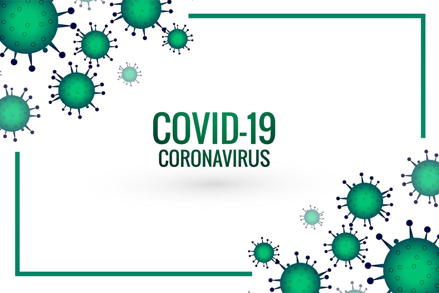 diseño de celda y marco de brote de coronavirus verde vector