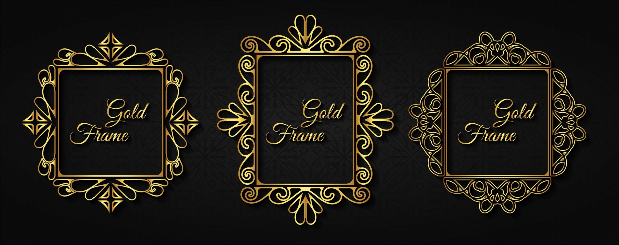 Luxury golden invitation frame set vector