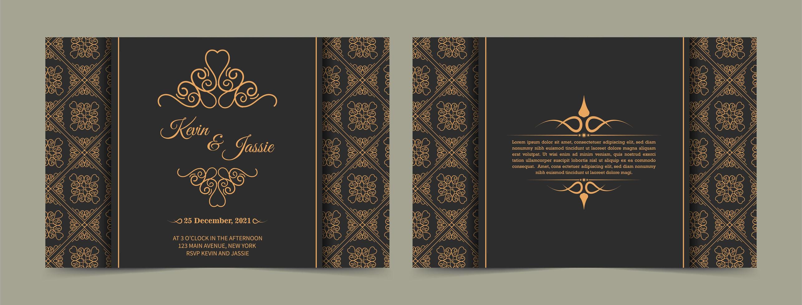 Vintage gold and gray invitation card template vector