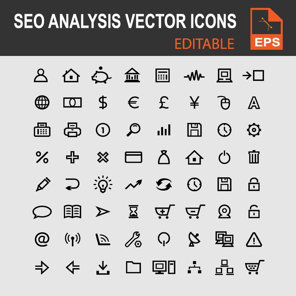 conjunto de iconos de análisis de búsqueda vector