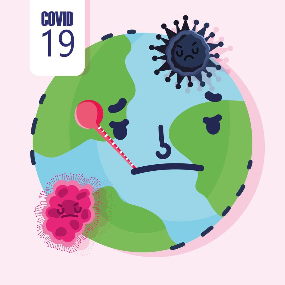 Covid 19 pandemic with sick planet earth vector