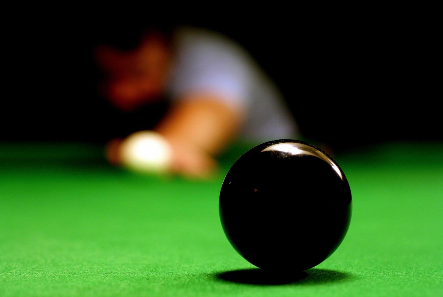 Black ball on a snooker table photo