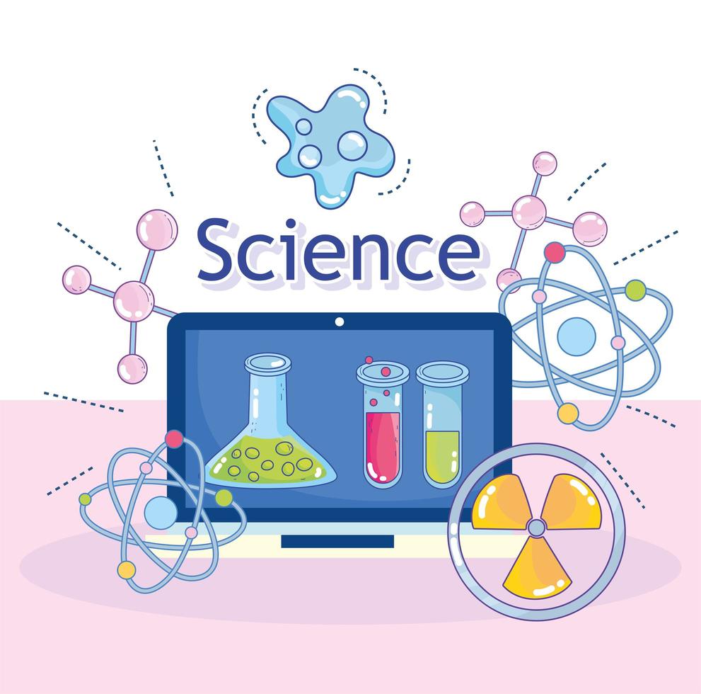 ciencia portátil dispositivo descubrimiento matraz molécula laboratorio de investigación nuclear vector