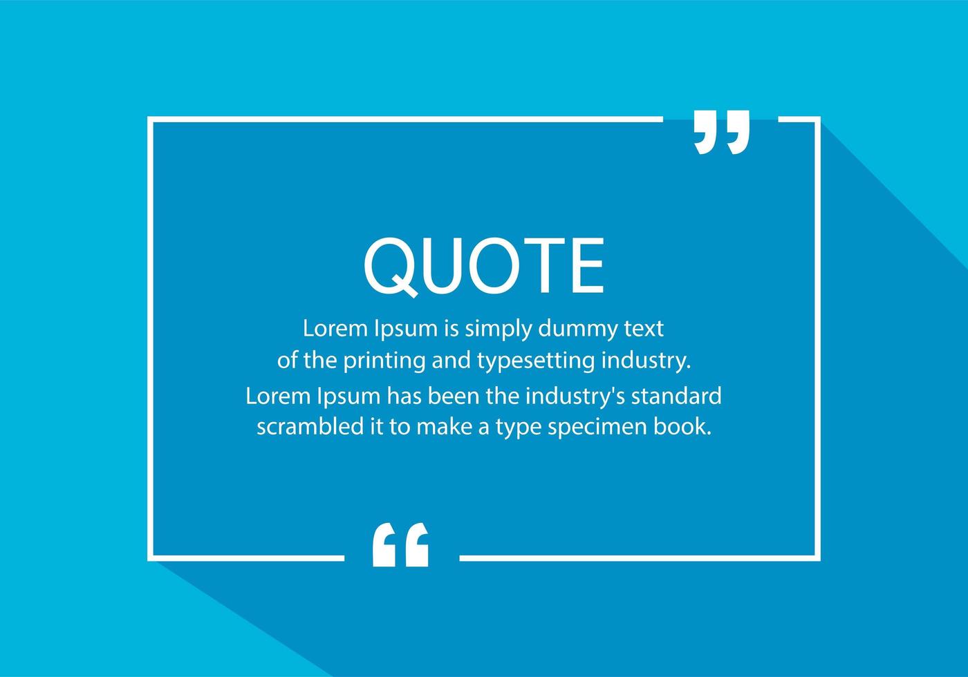 White quote box with long shadow on blue vector