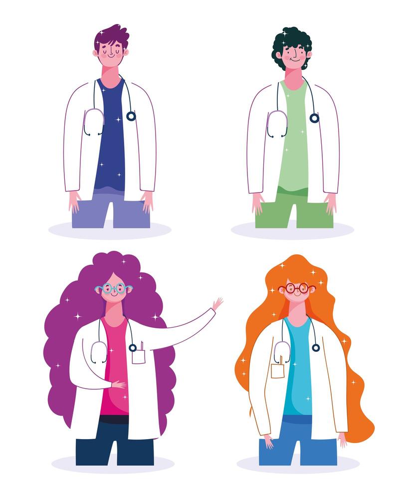 conjunto médico masculino y femenino vector