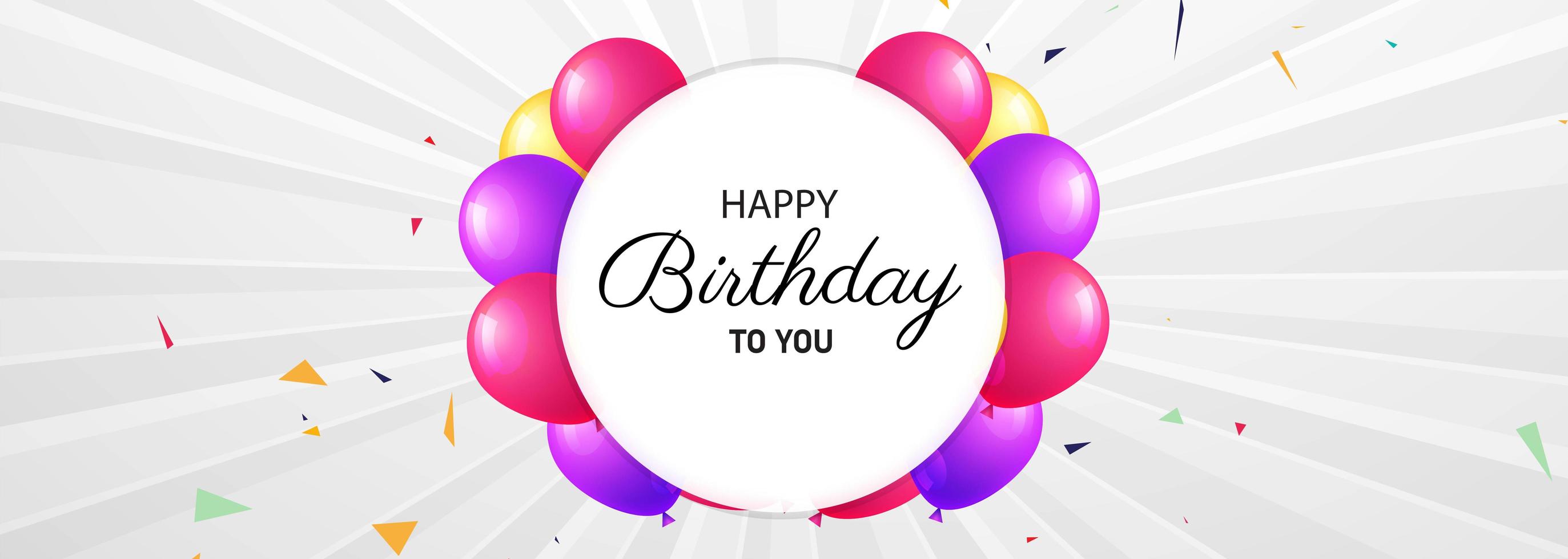 Happy birthday celebration card with circular balloon frame vector