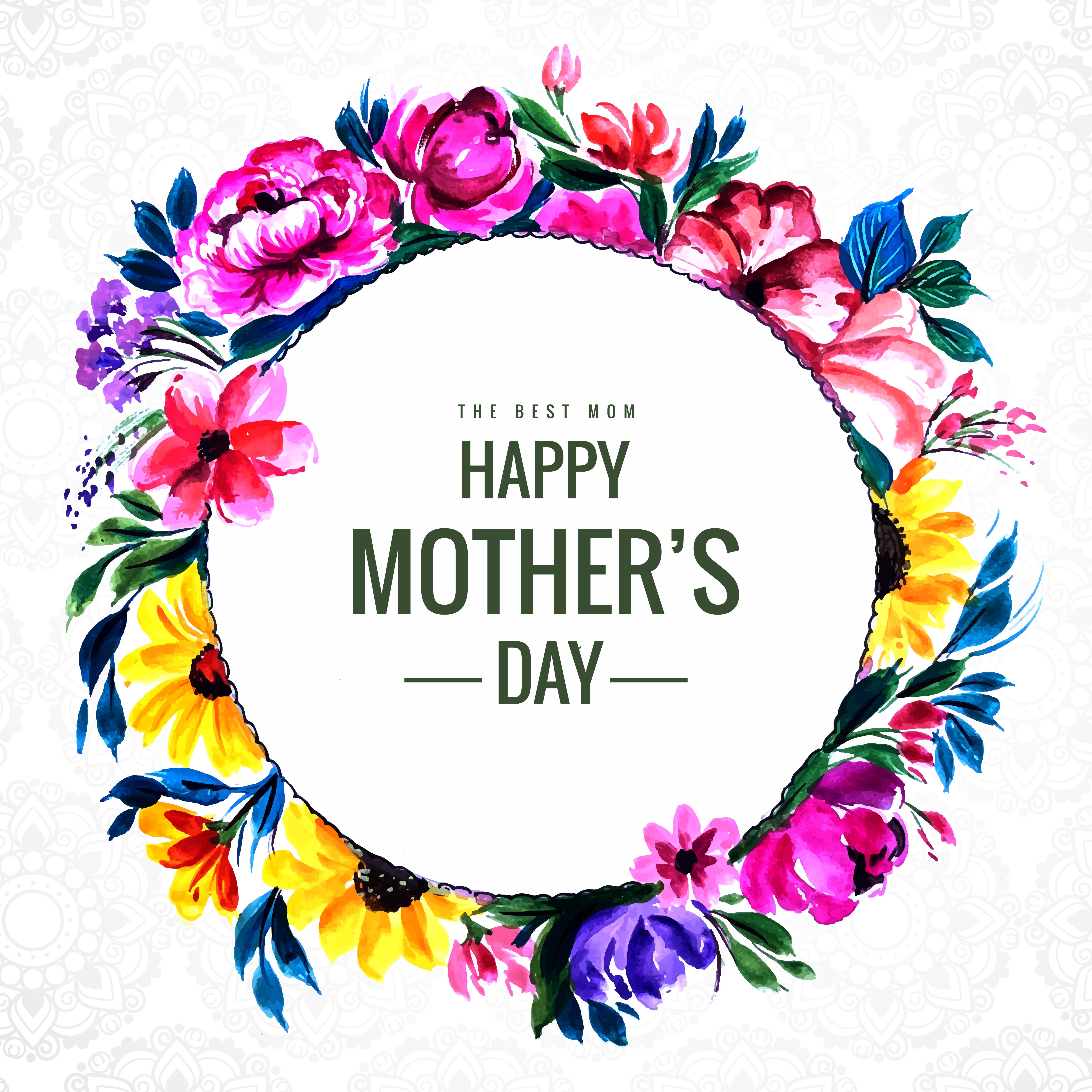 happy-mothers-day-circle-card-with-flower-frame-1233591-vector-art-at