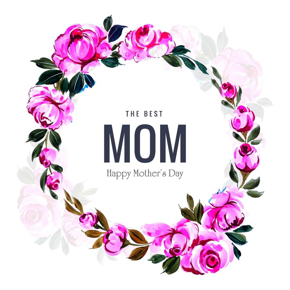 Decorative pink flower frame for mother's day vector