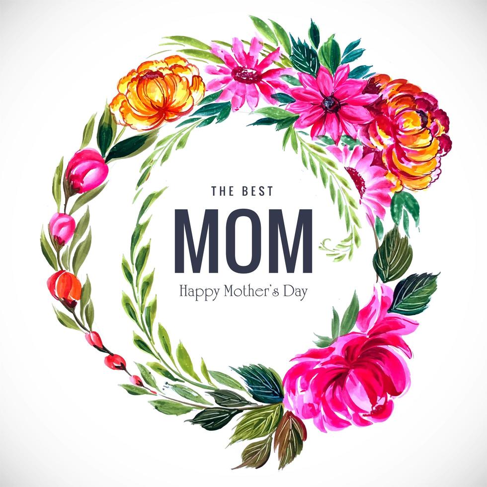 Beautiful mother's day watercolor foliage frame vector