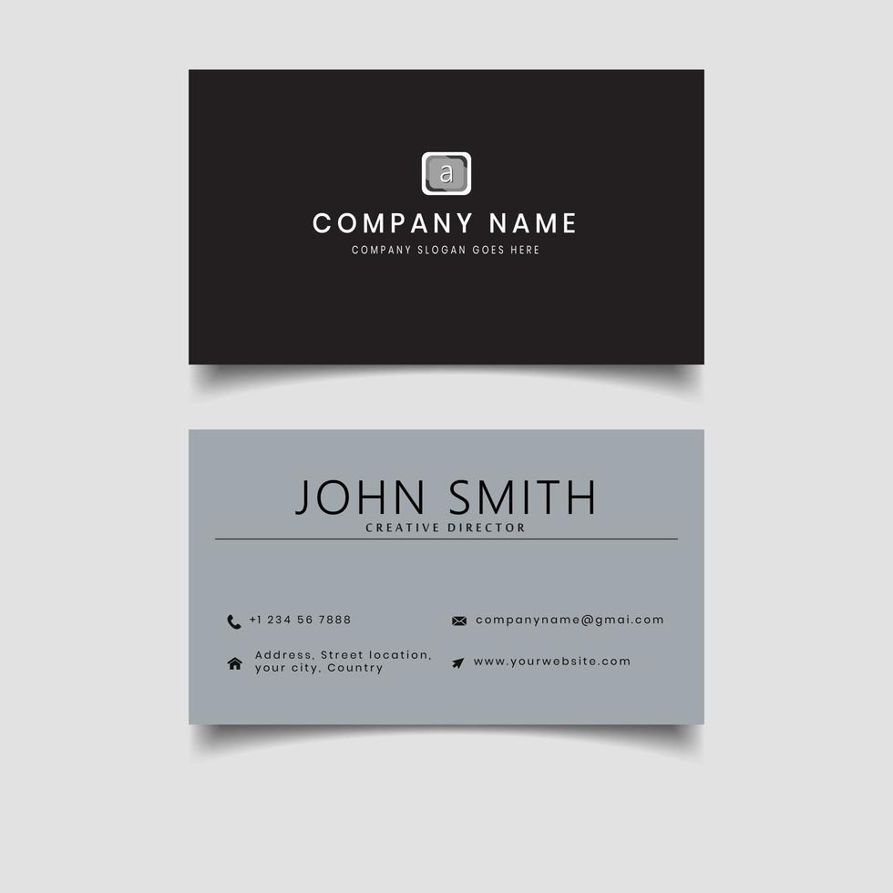 Black and grey two sided business card vector