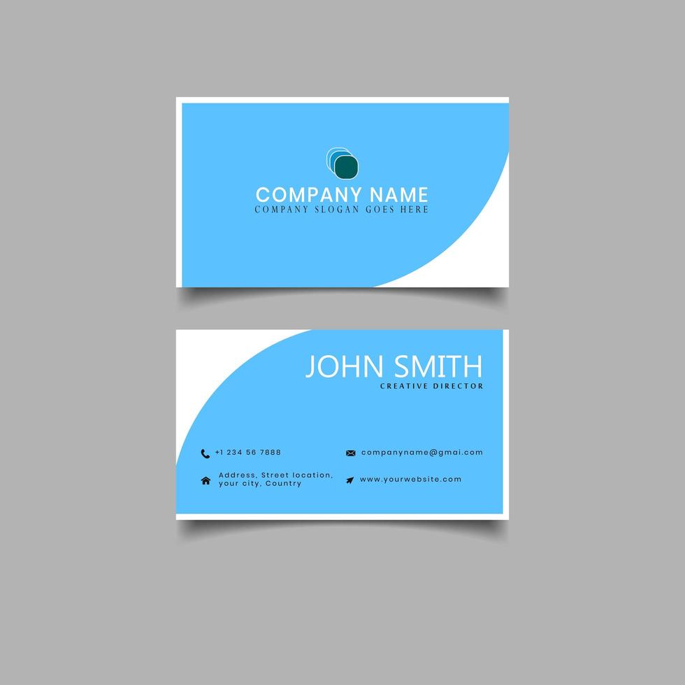 Blue and white curve design business card vector