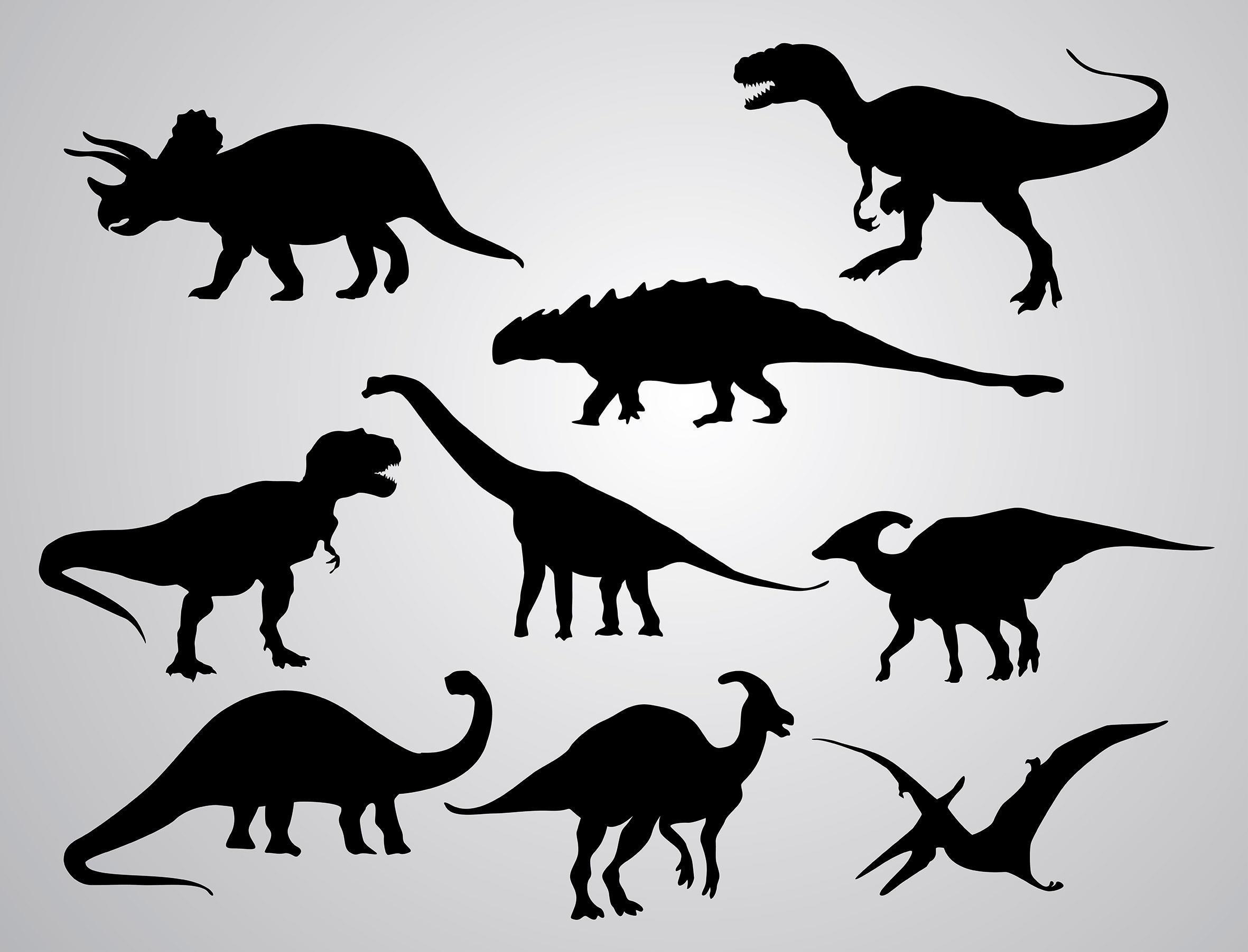 Dinosaur silhouette set.