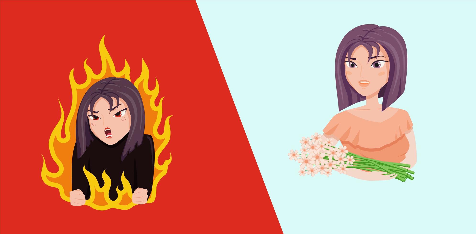 Angry and cute beautiful girls vector