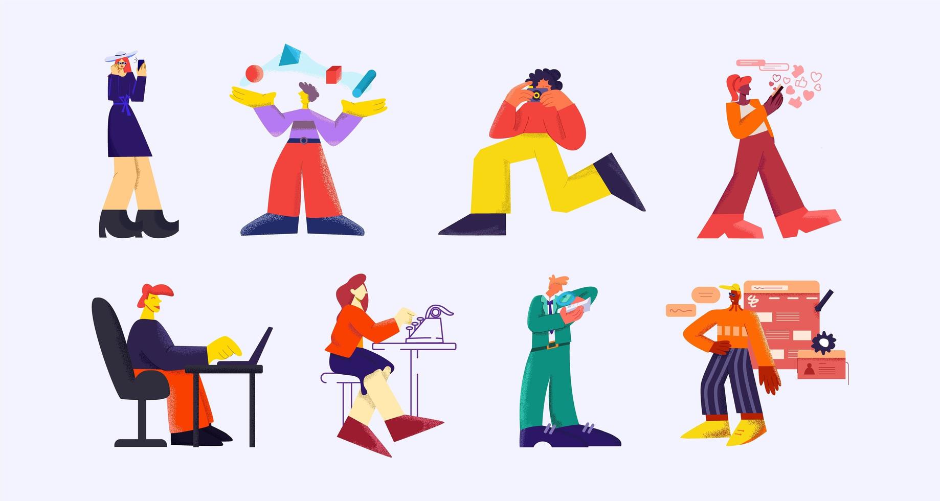 Modern web devices and technology characters set vector