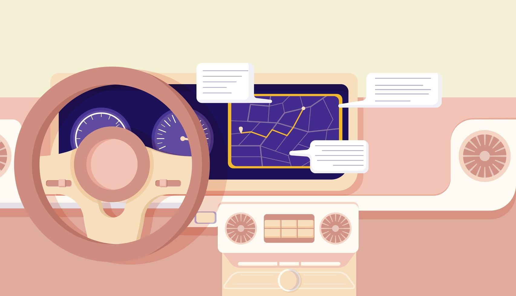 Cartoon car navigation cockpit design vector