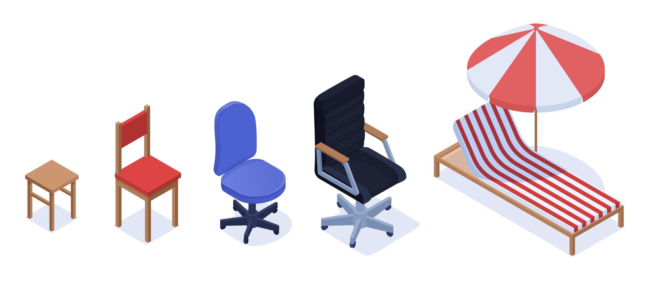 Different chair set career growth indicator concept vector