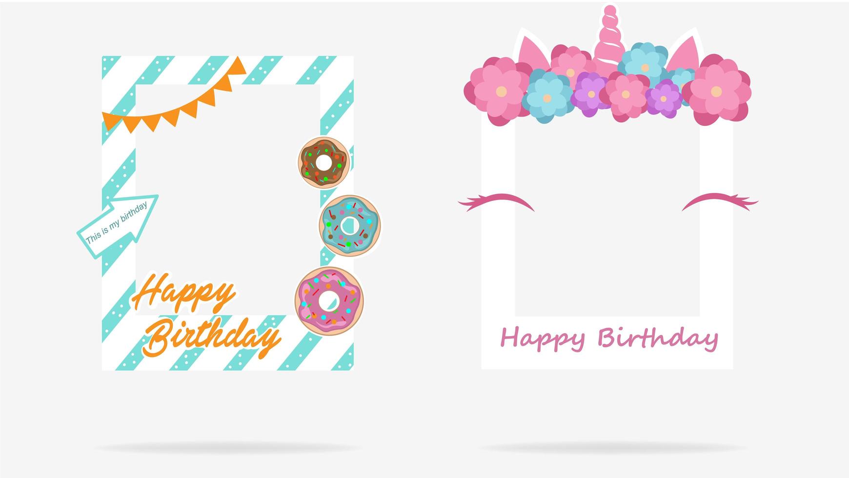 Set of birthday decorative photo frames vector