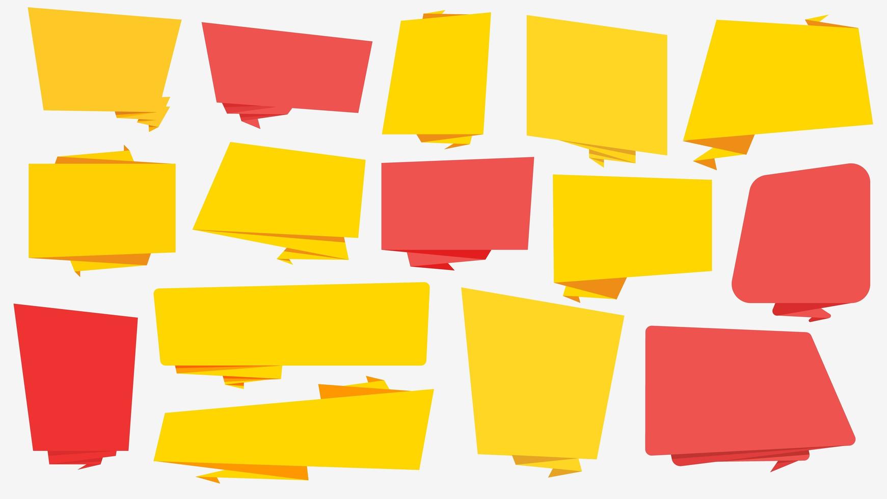 banners web amarillos y rojos de diferentes formas vector