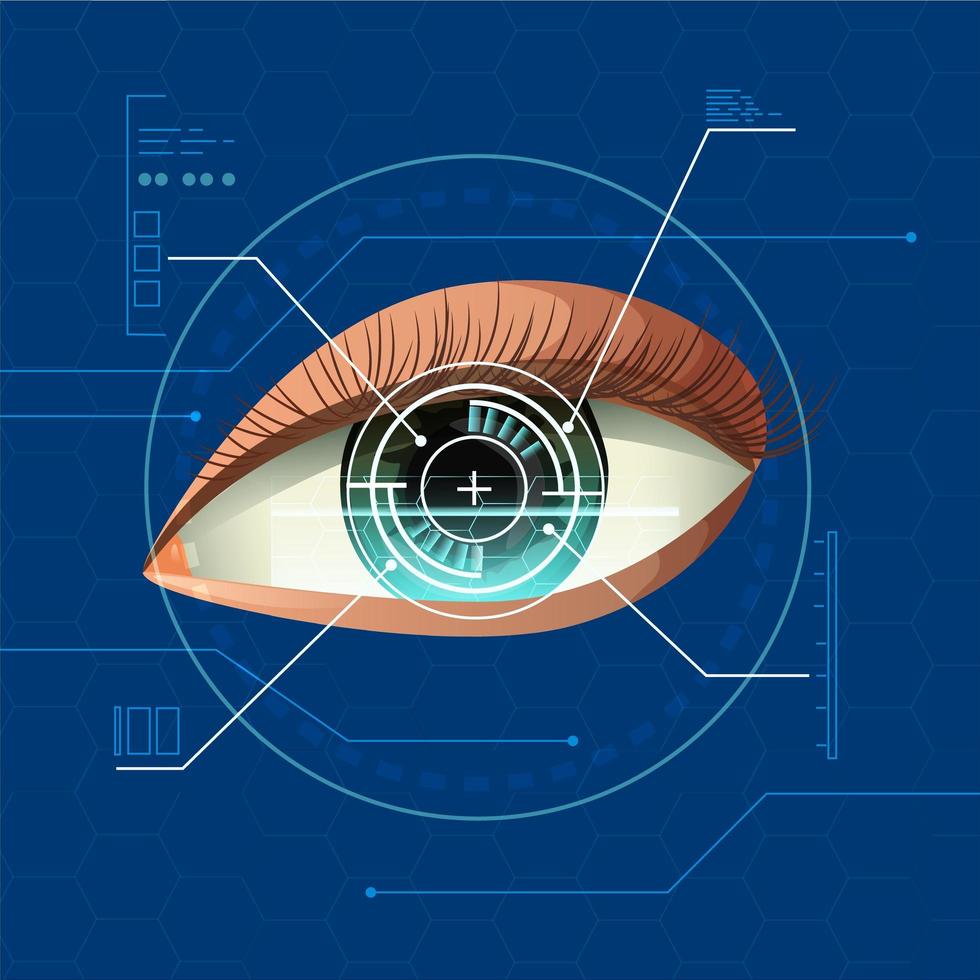 Eye scanning digital technology design vector