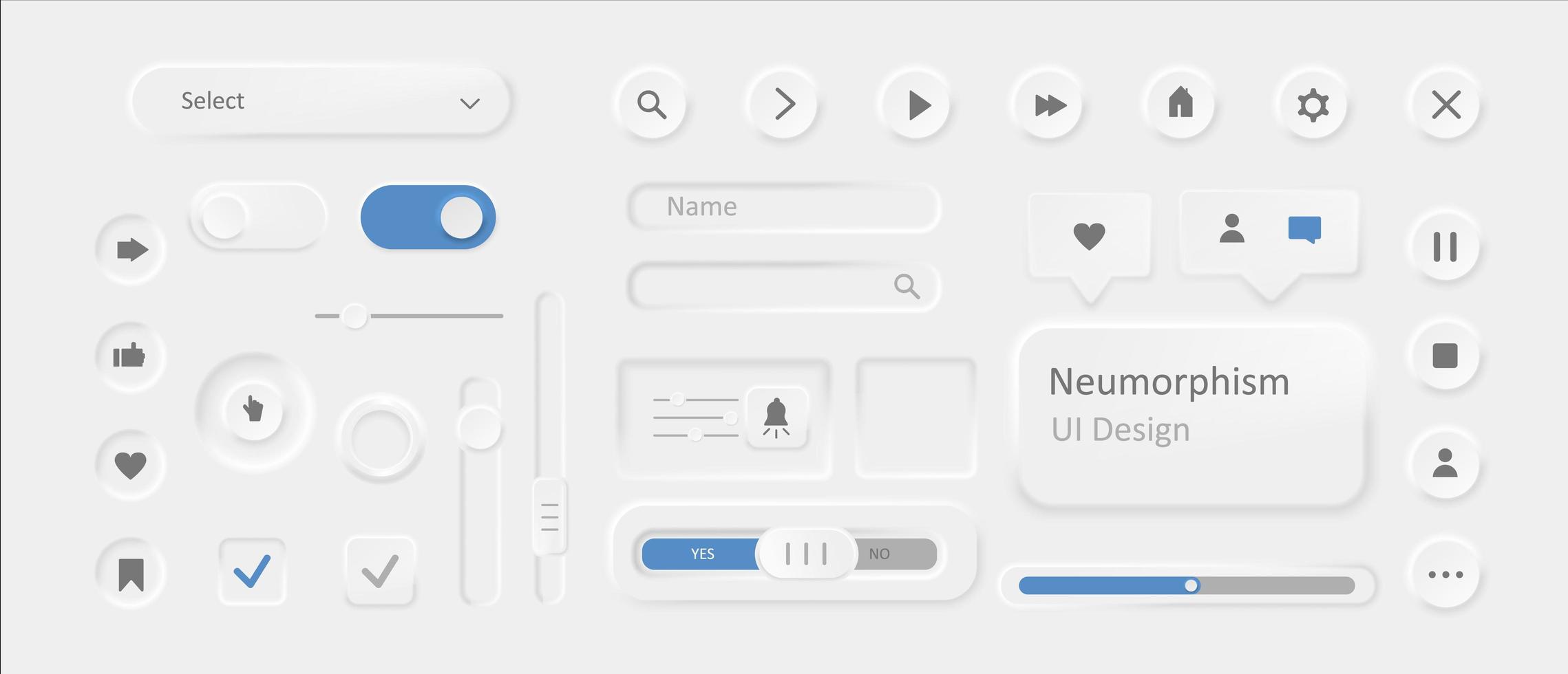 Modern neumorphism ui design set vector