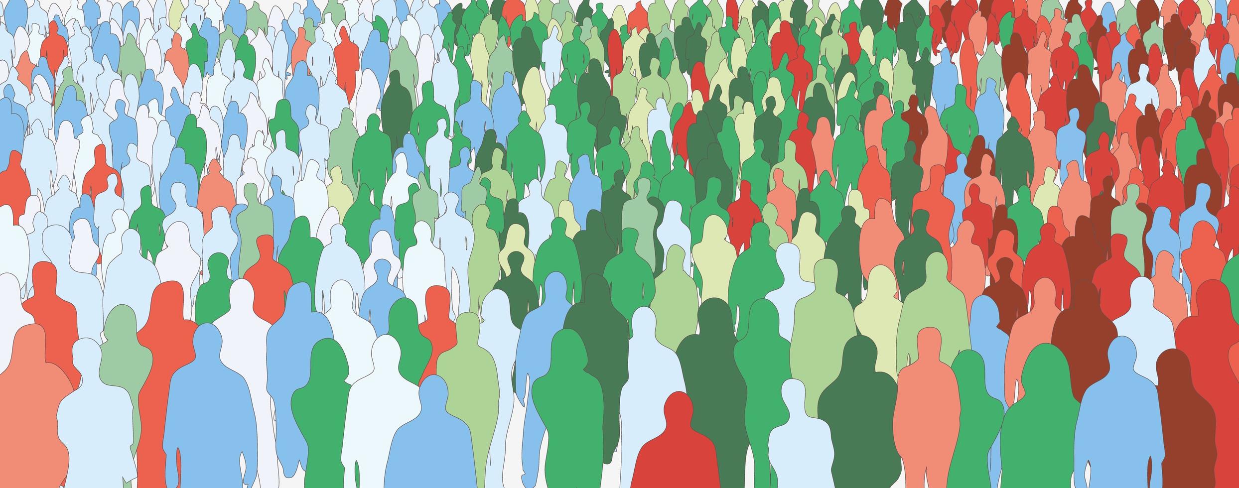 silueta de multitud de personas coloridas vector