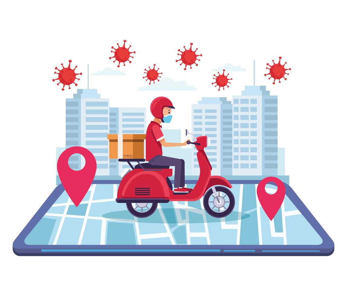 Motorcycle delivery online service vector