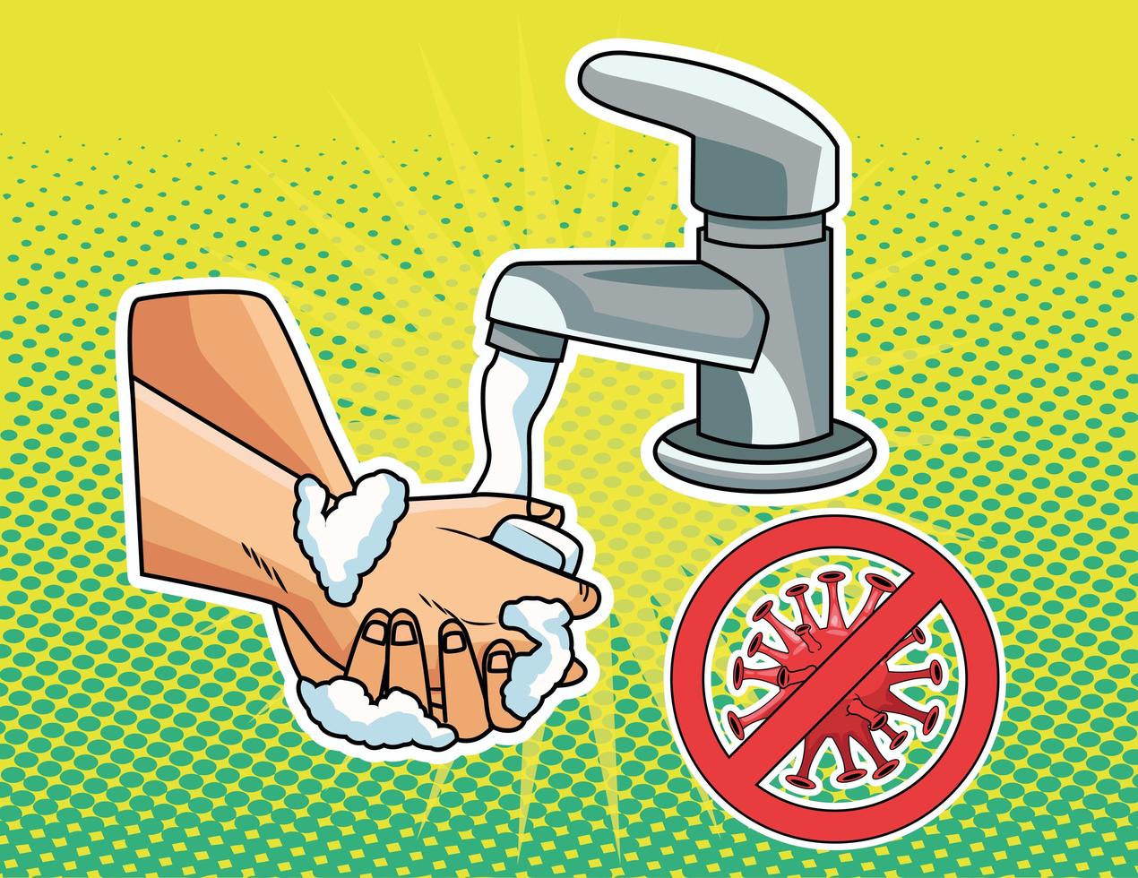 Hands washing prevention method  vector