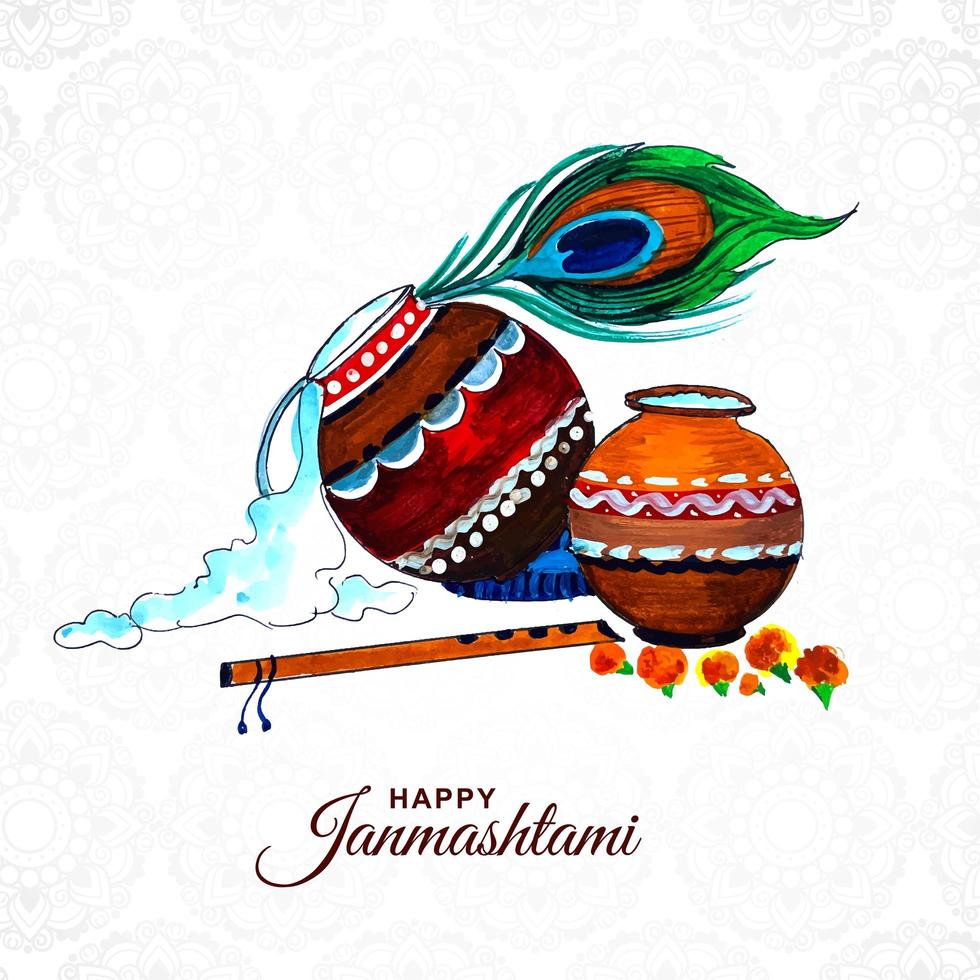 Lovely dahi handi janmashtami festival background vector