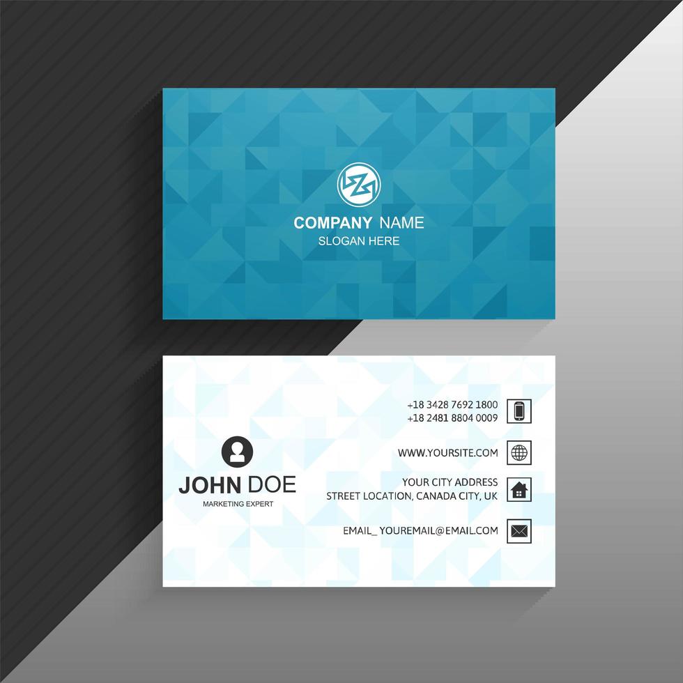 Modern blue tile geometric business card  vector