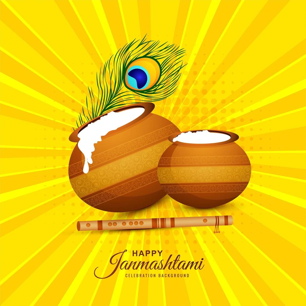 Indian hindu festival of janmashtami celebration card  vector
