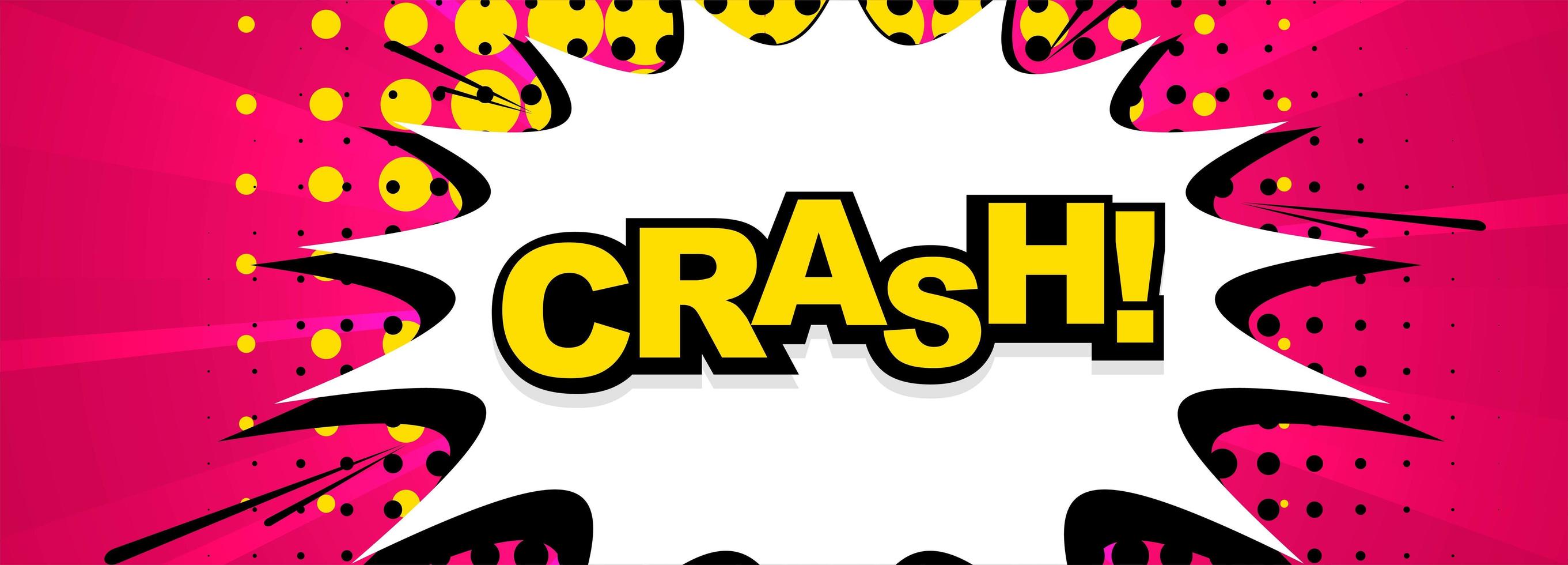 Beautiful comic crash text banner design vector