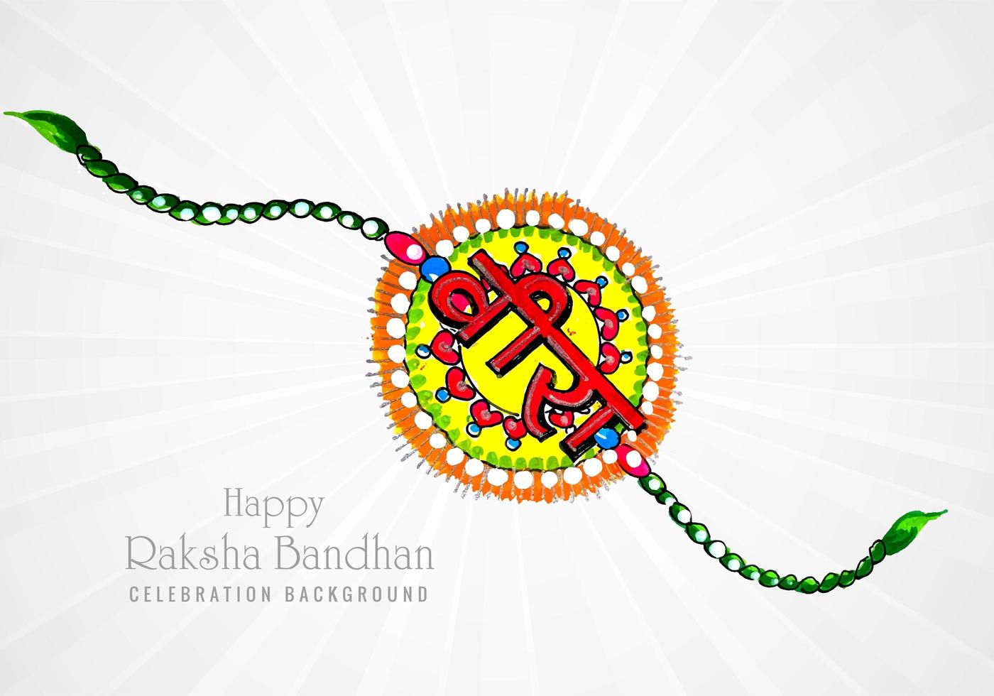 Beautiful happy raksha bandhan hand drawn card design  vector