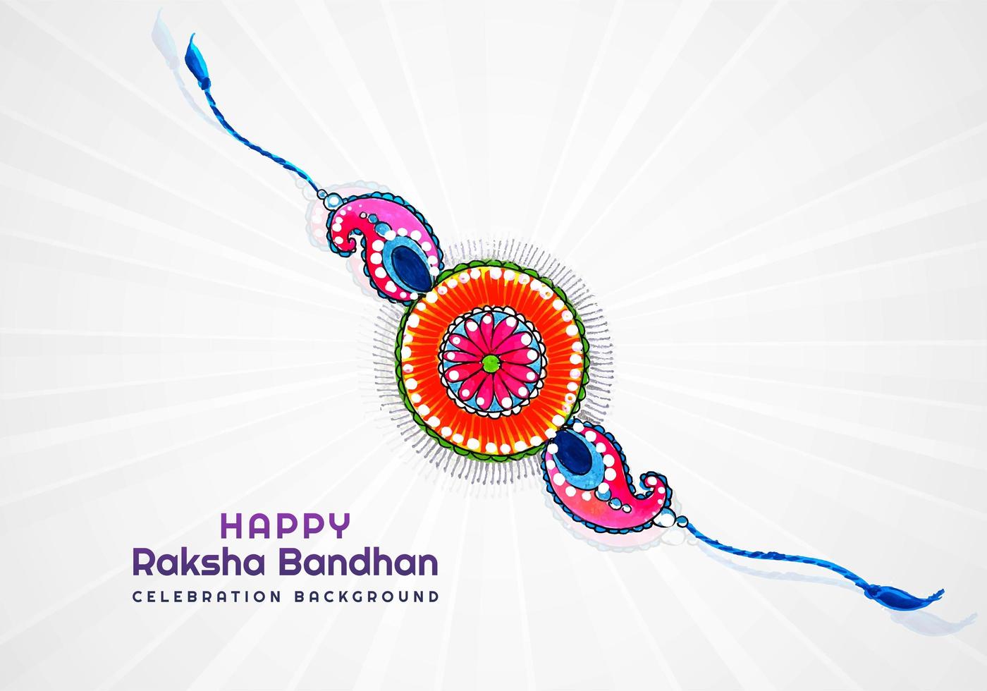 Happy raksha bandhan decorative wristband card design  vector