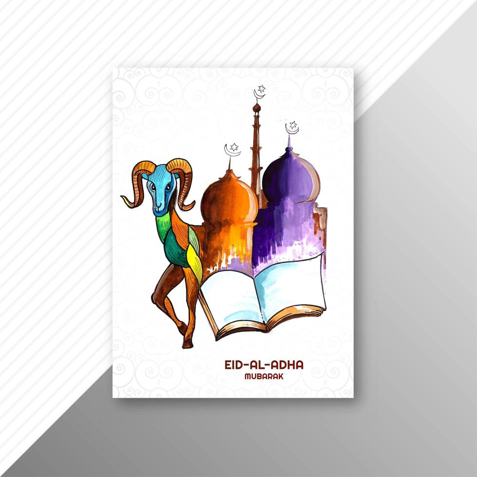 Eid al-adha hand painted greeting card design  vector