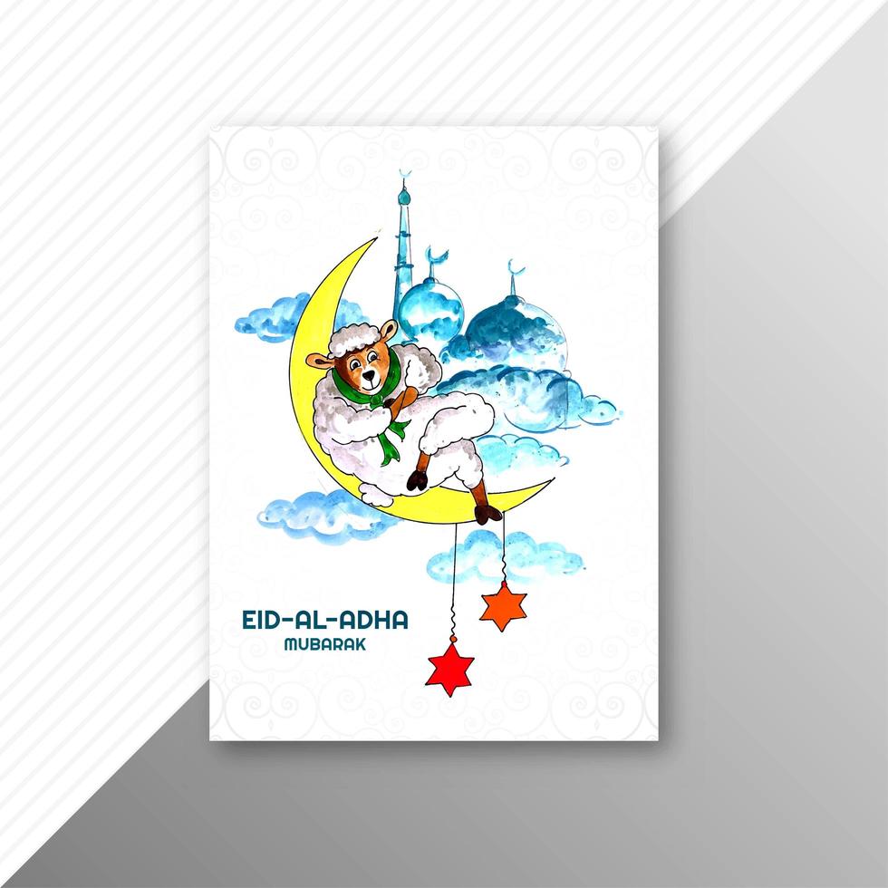 diseño tradicional de saludo de dibujos animados de eid al adha mubarak vector