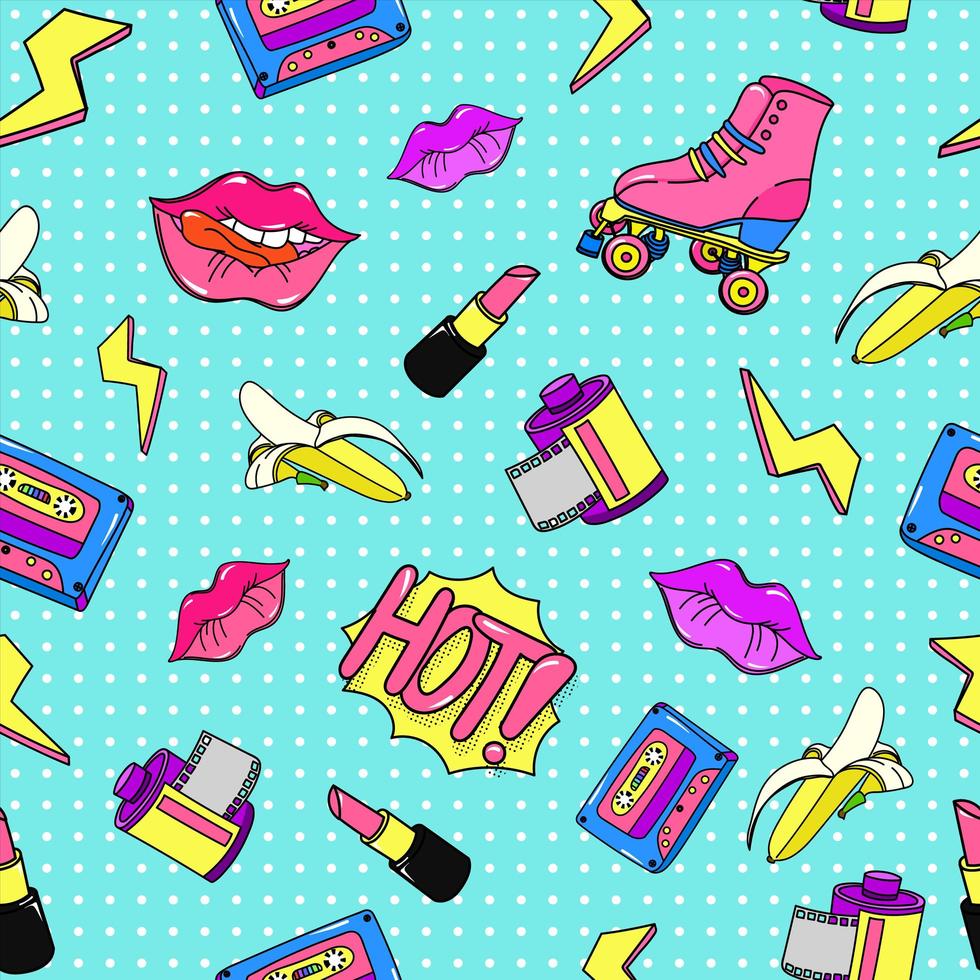 90s pop style seamless pattern vector