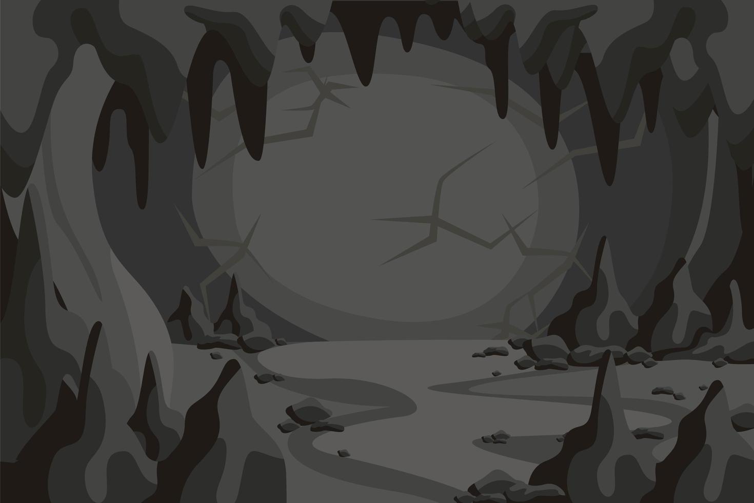 Cartoon horror cave tunnel landscape vector