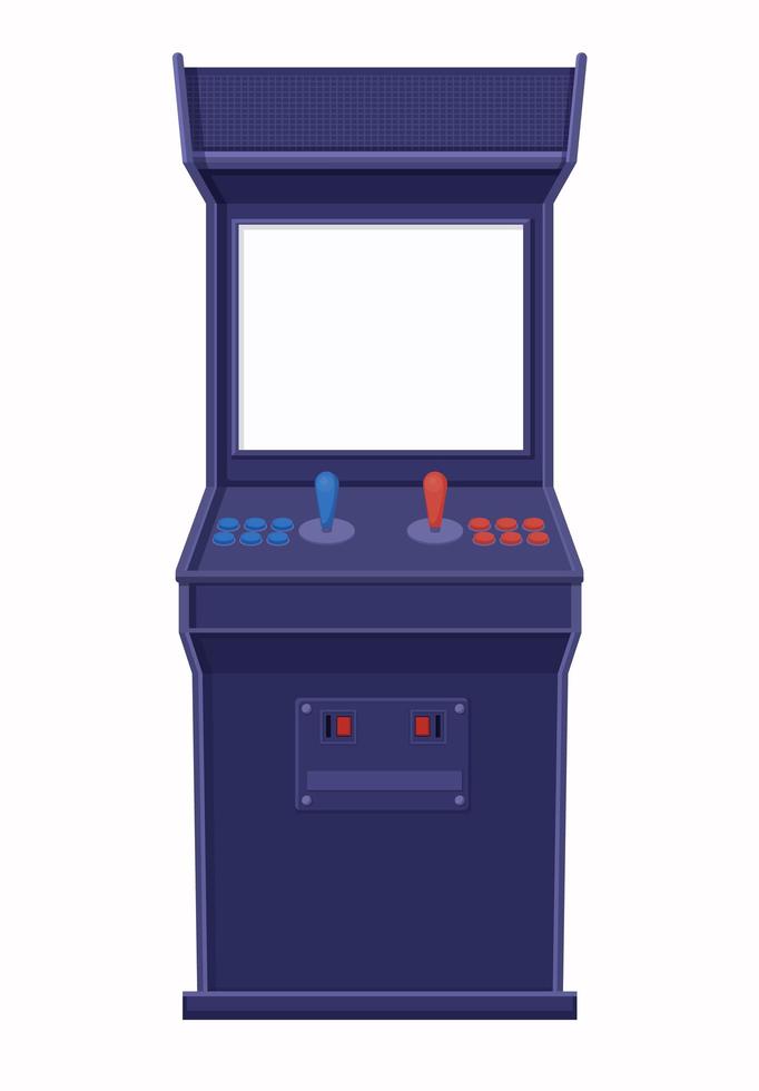 máquina de arcade azul retro con pantalla en blanco vector