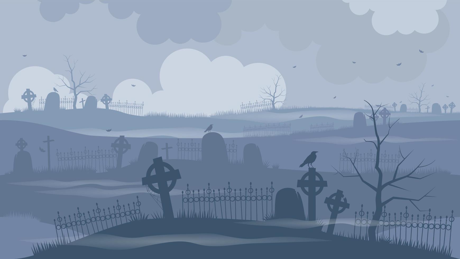 Cemetery or graveyard on a terrible night vector