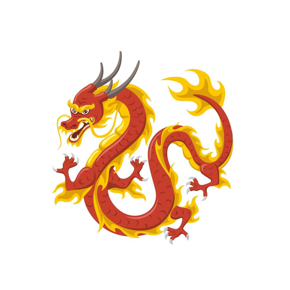 Chinese red dragon symbol of power and wisdom vector